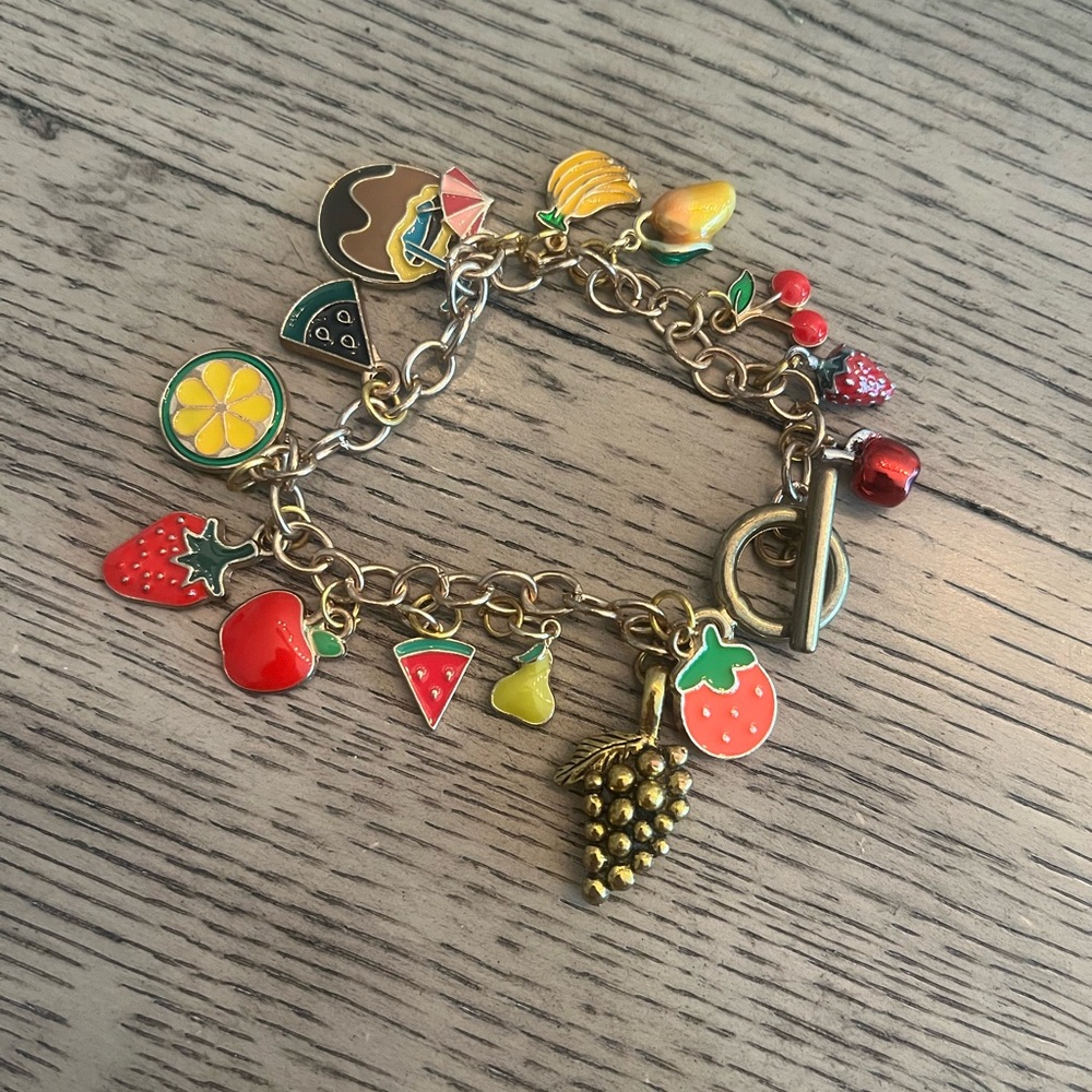 Fruit Charm Bracelet with Gold Accents